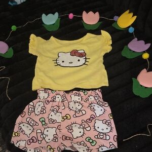 Hello Kitty Yellow Top and Pink Shorts Set
